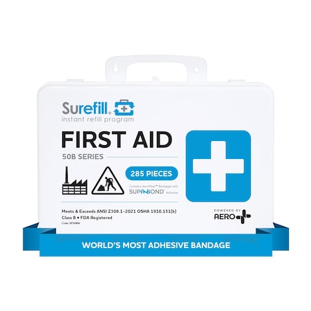 Aero Healthcare Surefill 50 Ansi 2021 B First Aid Kit - Weatherproof Plastic Case SF50BW